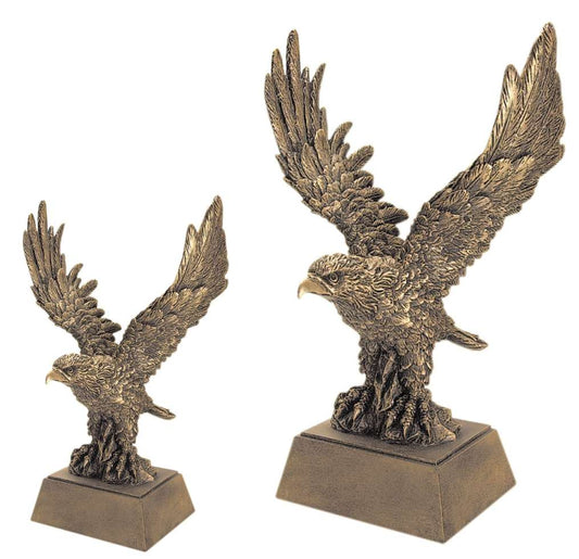 Eagle Mascot Gold Resin Trophy | Engraved Golden Eagle Award - 8 or 12 Inch Tall Decade Awards