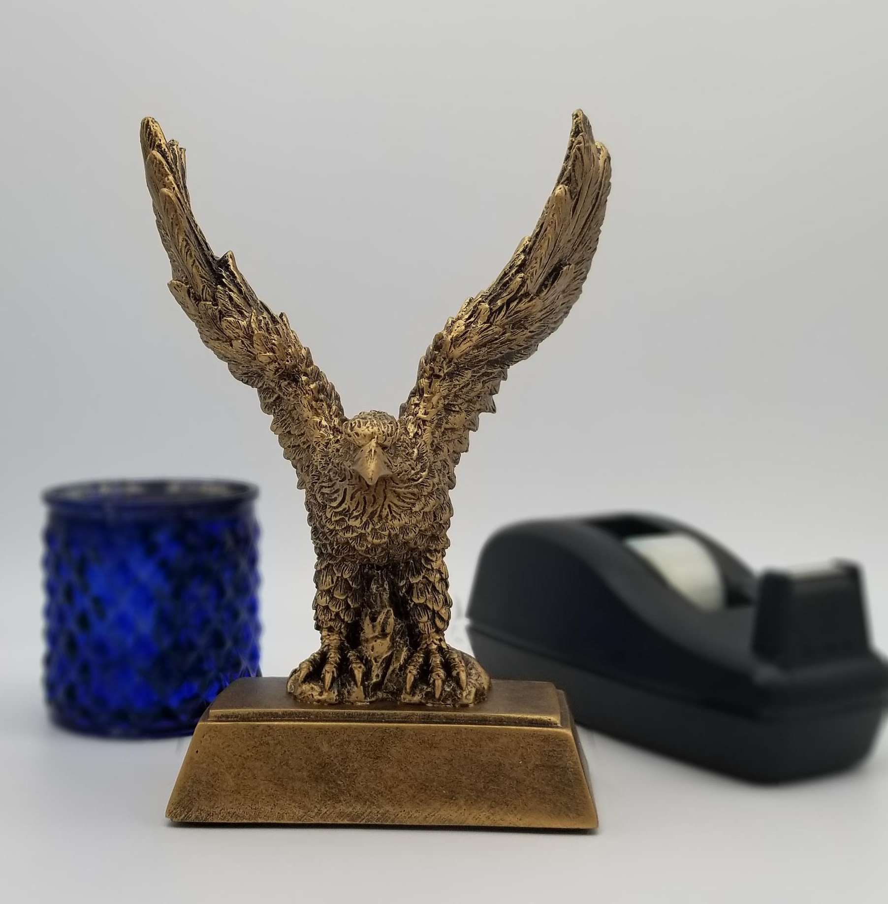 Eagle Mascot Gold Resin Trophy | Engraved Golden Eagle Award - 8 or 12 Inch Tall Decade Awards