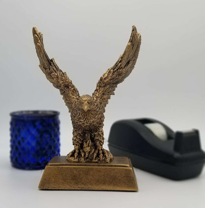 Eagle Mascot Gold Resin Trophy | Engraved Golden Eagle Award - 8 or 12 Inch Tall Decade Awards
