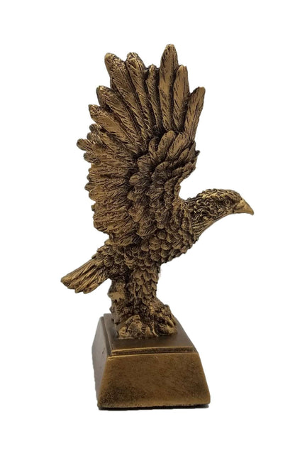 Eagle Mascot Gold Resin Trophy | Engraved Golden Eagle Award - 8 or 12 Inch Tall Decade Awards