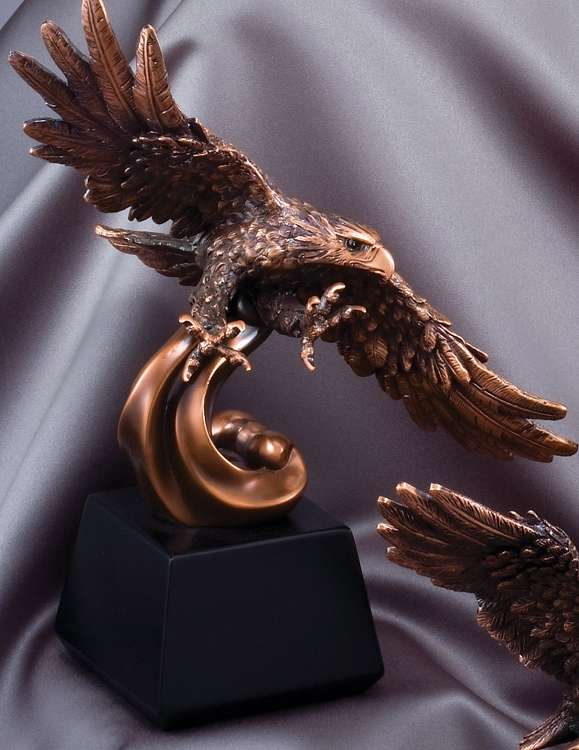 Eagle Resin Trophy | Engraved Bronze Finish Eagle Award - 12.5 Inch Tall Decade Awards