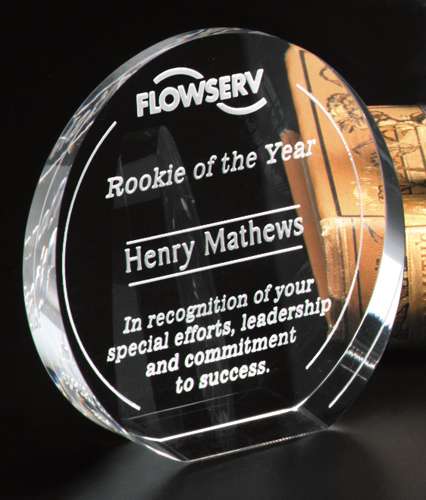 Elite Circle Crystal Corporate Award | Engraved Crystal Circle Award - 4", 5" or 6" Diameter Decade Awards