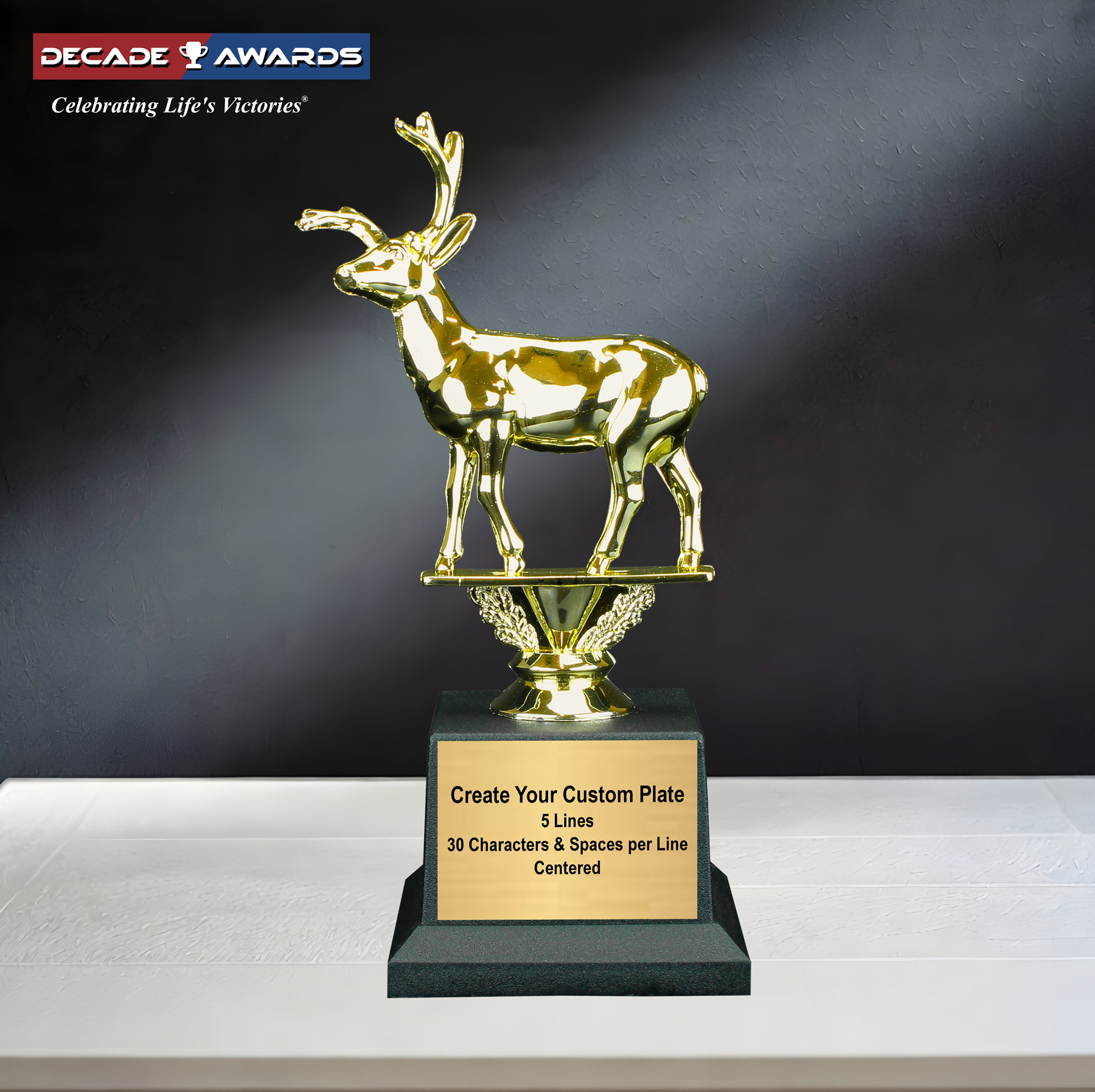 Golden Buck Trophy | Christmas Reindeer Award | Hunting Trophy | 7.75 Inches Tall
