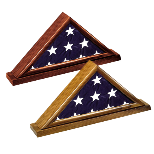 Memorial Flag Case | Cherry or Walnut Finish | Flag Presentation Case | 17.5x8.5