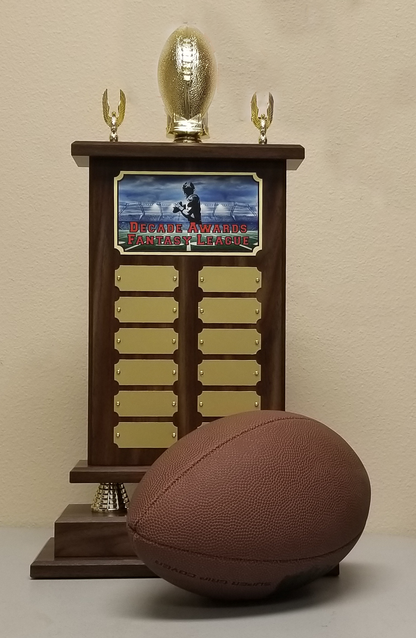 Fantasy Football Champion Perpetual Trophy | Engraved Football Perpetual Award - 22 Inch Tall Decade Awards