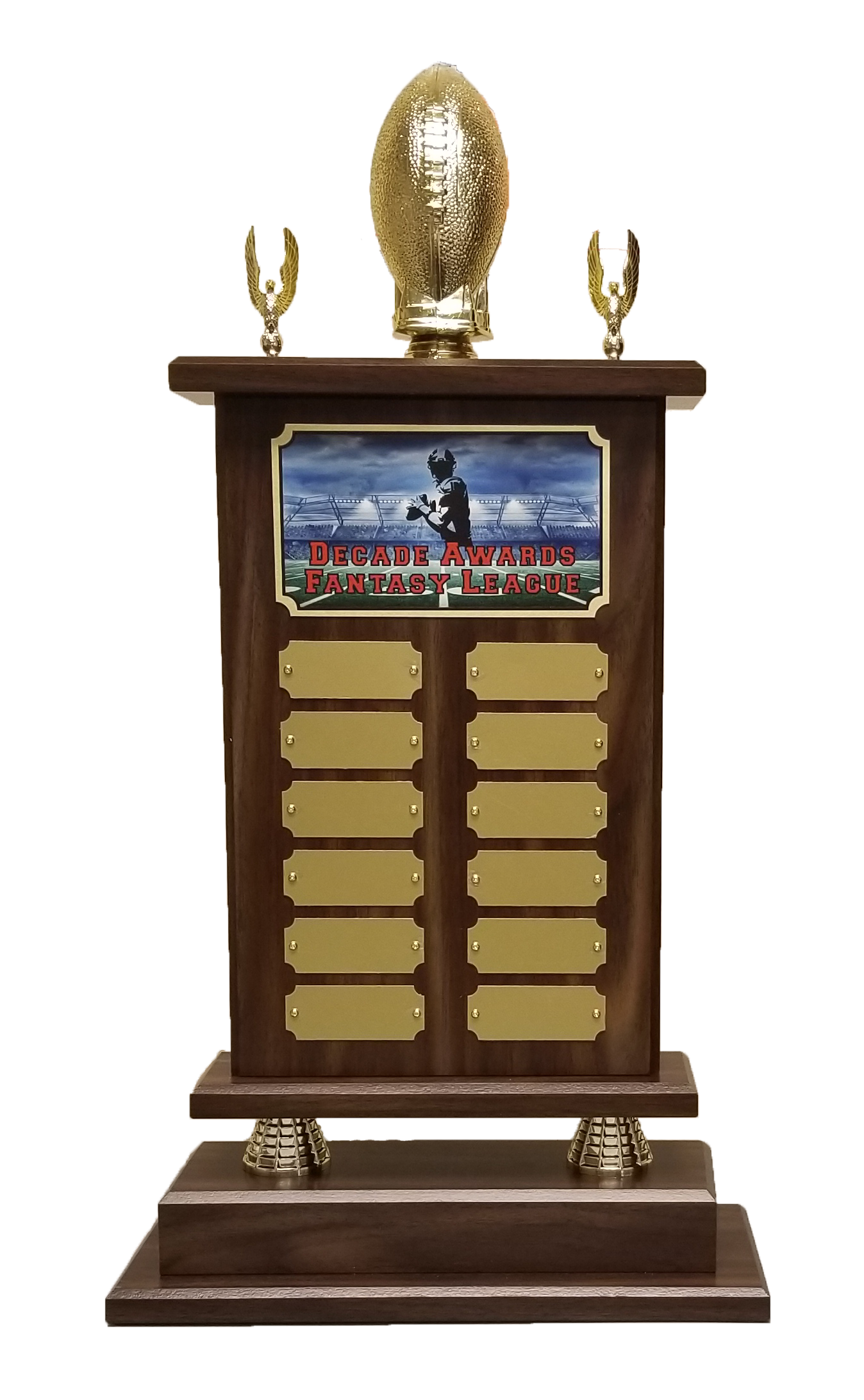 Fantasy Football Champion Perpetual Trophy | Engraved Football Perpetual Award - 22 Inch Tall Decade Awards