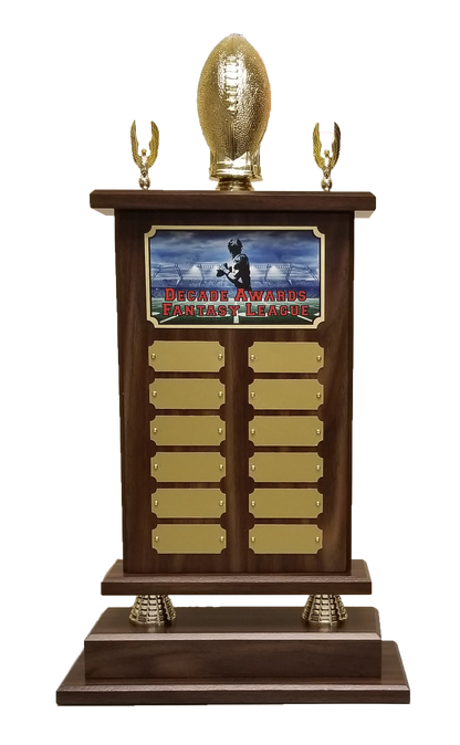 Fantasy Football Champion Perpetual Trophy | Engraved Football Perpetual Award - 22 Inch Tall Decade Awards