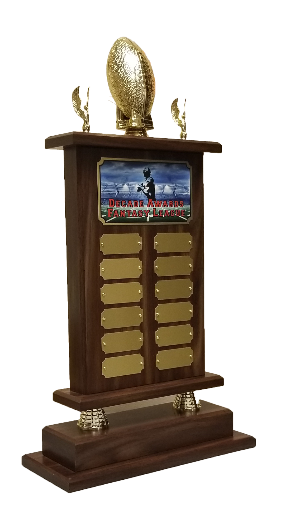 Fantasy Football Champion Perpetual Trophy | Engraved Football Perpetual Award - 22 Inch Tall Decade Awards