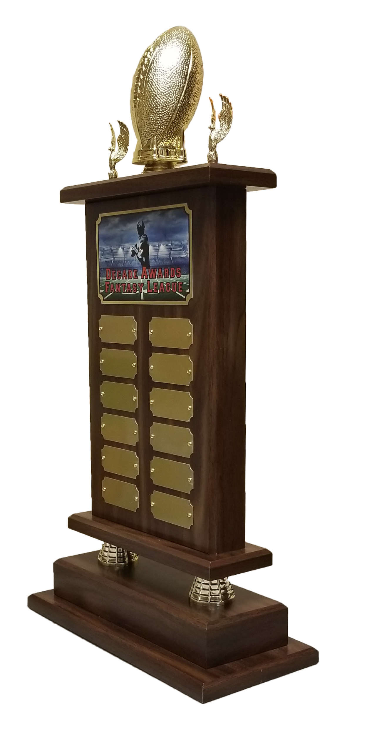 Fantasy Football Champion Perpetual Trophy | Engraved Football Perpetual Award - 22 Inch Tall Decade Awards