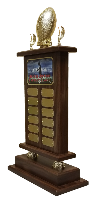 Fantasy Football Champion Perpetual Trophy | Engraved Football Perpetual Award - 22 Inch Tall Decade Awards