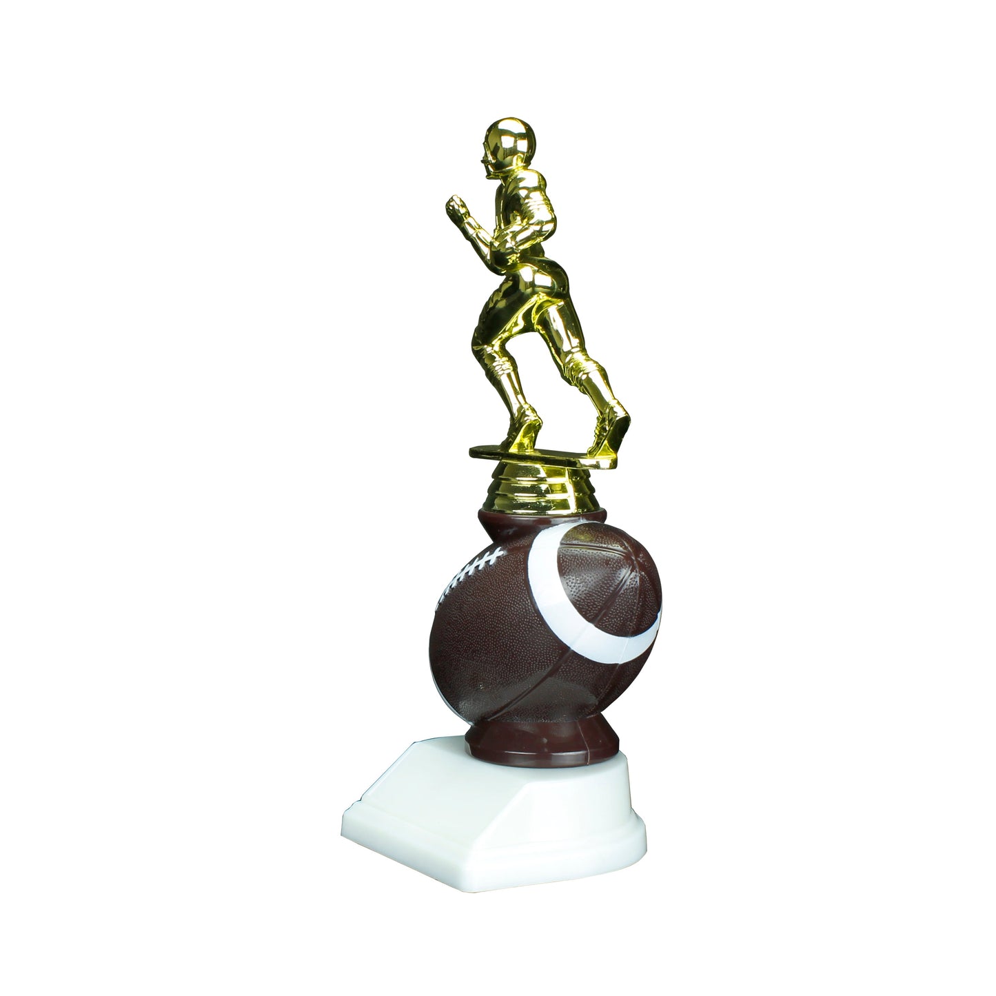 Football Trophy with running back figure and free custom engraving, crafted by Decade Awards