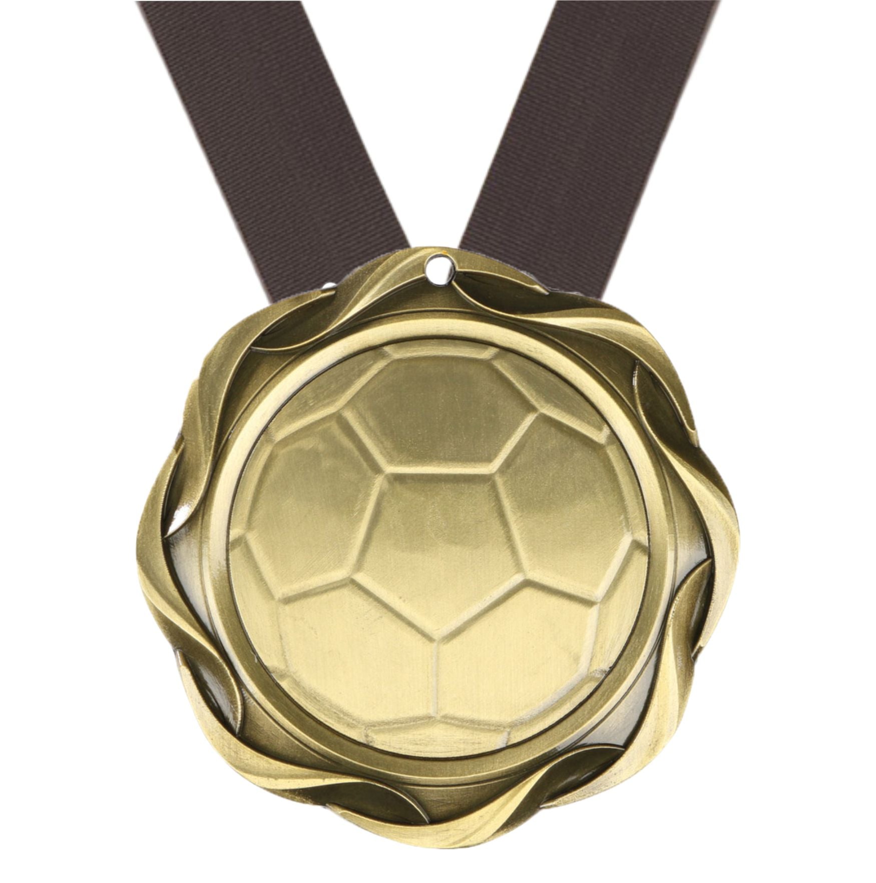 Soccer Fusion Medal- Gold, Silver or Bronze | Engraved Futbol Medallion - 3 Inch Wide Decade Awards