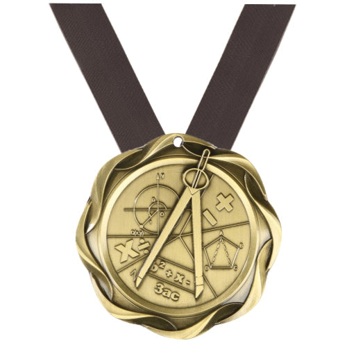 Math Fusion Medal- Gold | Engraved Math Medallion - 3 Inch Wide Decade Awards