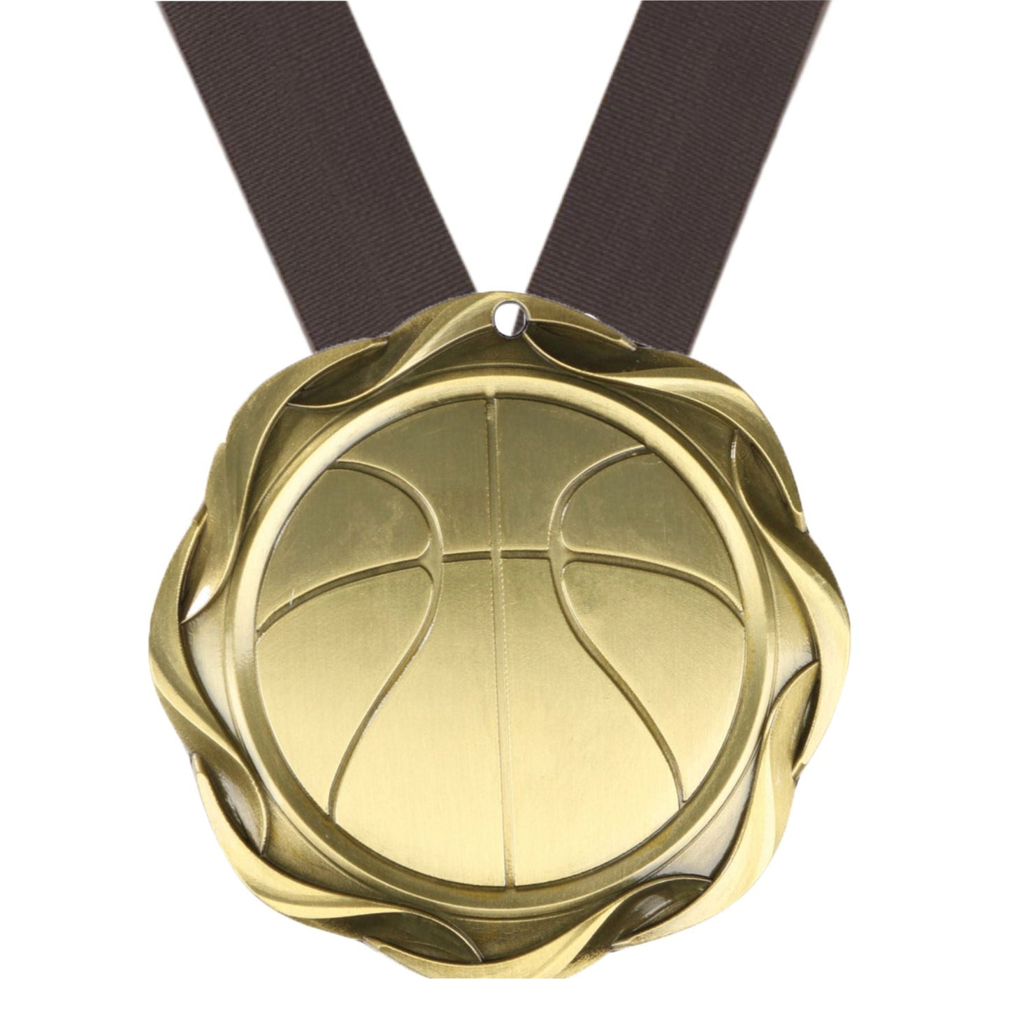 Basketball Fusion Medal- Gold, Silver or Bronze | Engraved Basketball Medallion - 3 Inch Wide Decade Awards
