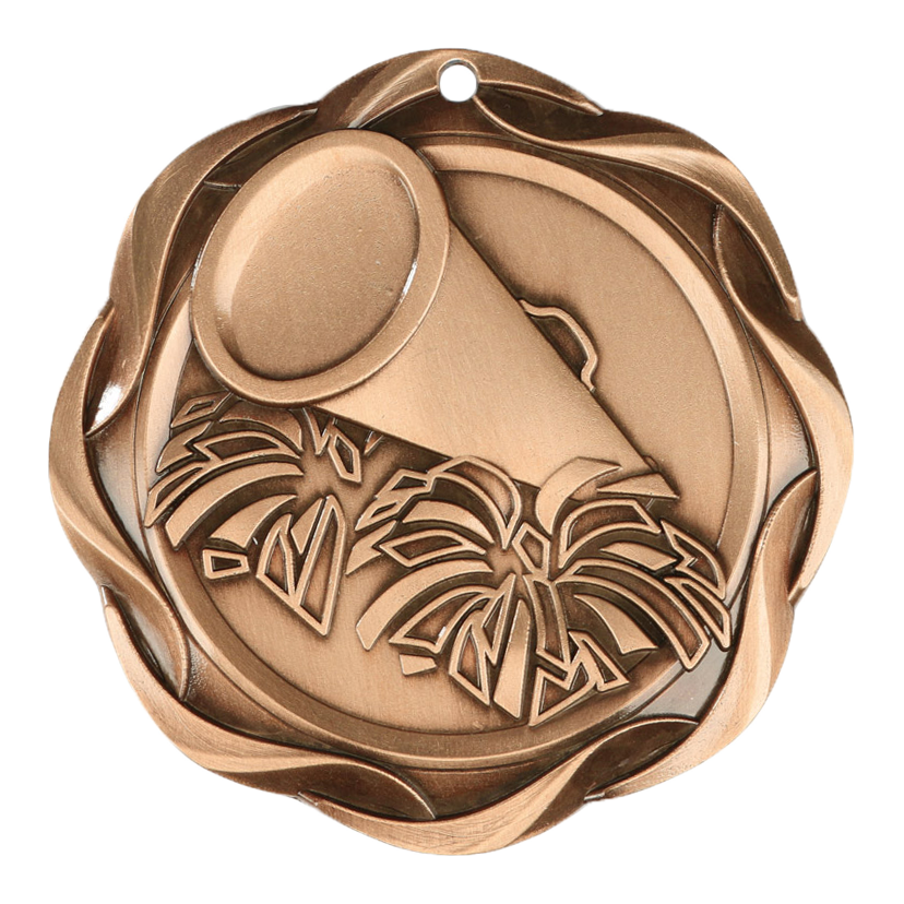 Personalized Cheer Medal with Ribbon | Gold, Silver or Bronze | Fusion Spirit Medal | 3 Inches Wide
