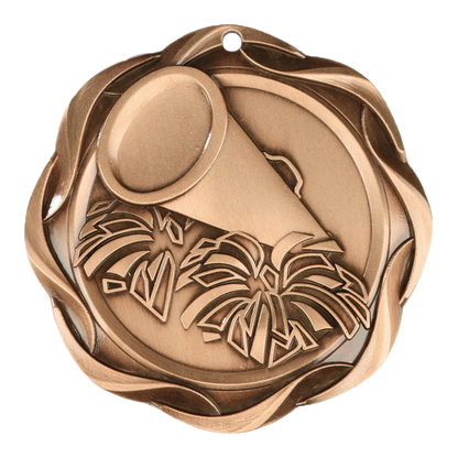Personalized Cheer Medal with Ribbon | Gold, Silver or Bronze | Fusion Spirit Medal | 3 Inches Wide