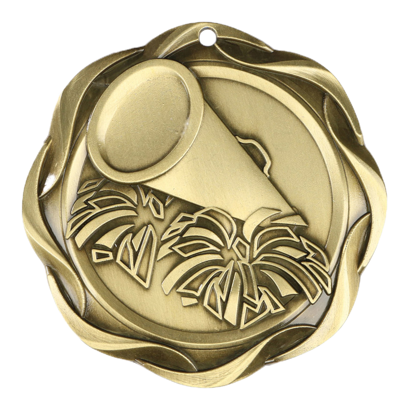 Personalized Cheer Medal with Ribbon | Gold, Silver or Bronze | Fusion Spirit Medal | 3 Inches Wide