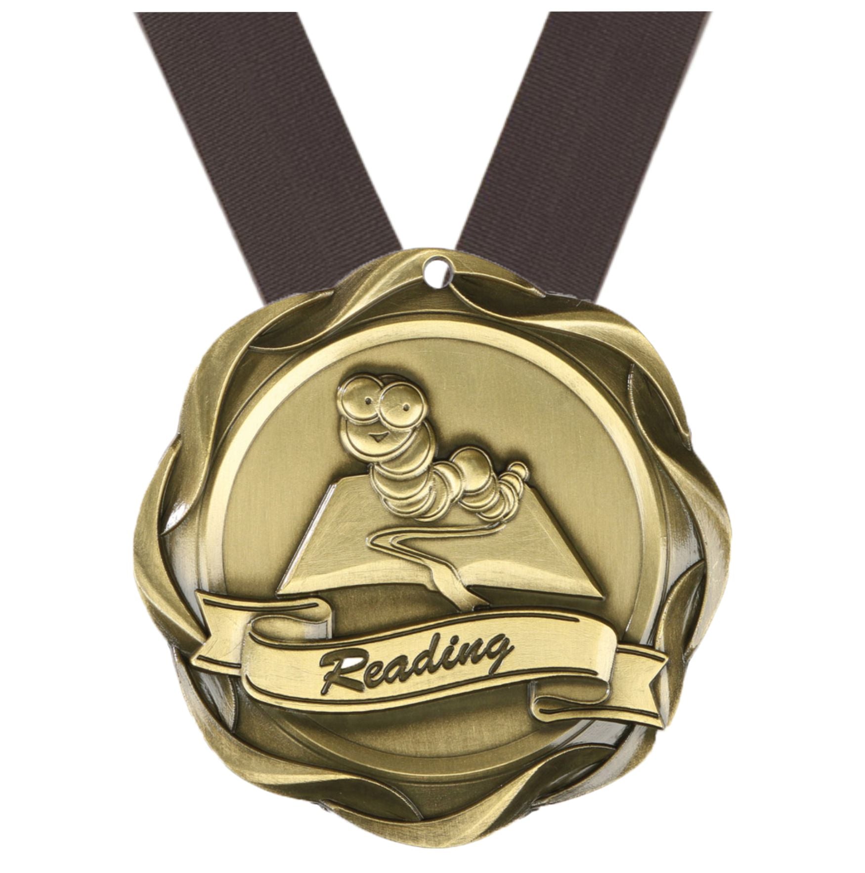 Reading Fusion Medal- Gold | Engraved Reading Medallion - 3 Inch Wide Decade Awards