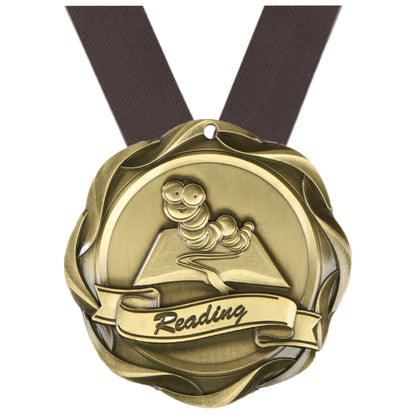 Reading Fusion Medal- Gold | Engraved Reading Medallion - 3 Inch Wide Decade Awards