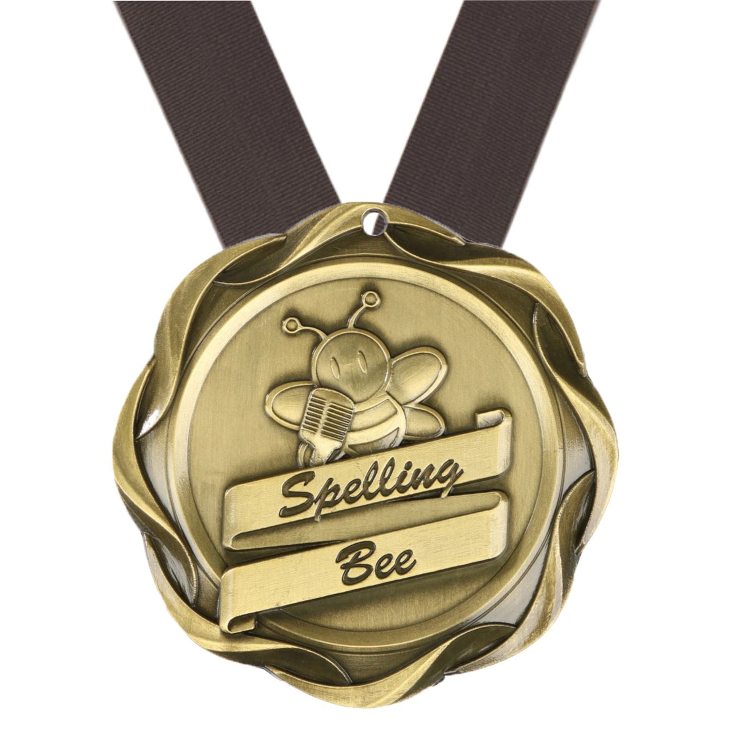 Spelling Bee Fusion Medal- Gold, Silver or Bronze | Engraved Spelling Medallion - 3 Inch Wide Decade Awards