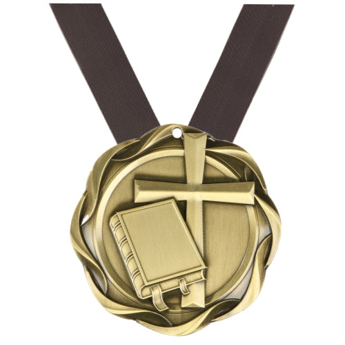 Religion Fusion Medal- Gold | Engraved Faith Medallion - 3 Inch Wide Decade Awards