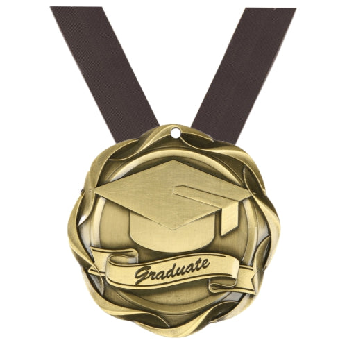 Graduate Fusion Medal- Gold | Engraved Graduate Medallion - 3 Inch Wide Decade Awards