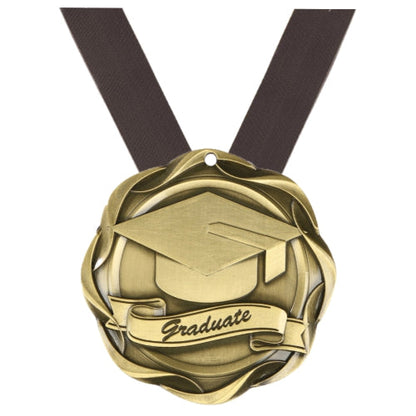 Graduate Fusion Medal- Gold | Engraved Graduate Medallion - 3 Inch Wide Decade Awards