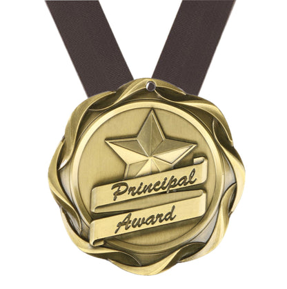 Principal Award Fusion Medal- Gold | Engraved Principal Medallion - 3 Inch Wide Decade Awards