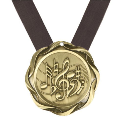 Music Fusion Medal- Gold, Silver or Bronze | Engraved Music Medallion - 3 Inch Wide Decade Awards