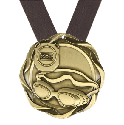 Swimming Fusion Medal- Gold, Silver or Bronze | Engraved Swimming Medallion - 3 Inch Wide Decade Awards
