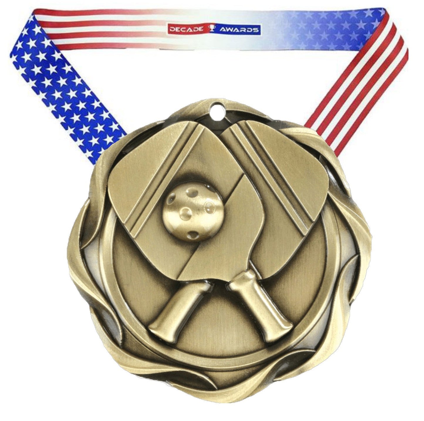 Pickle Ball Fusion Medal- Gold, Silver or Bronze | Engraved Pickleball Medallion - 3 Inch Wide Decade Awards