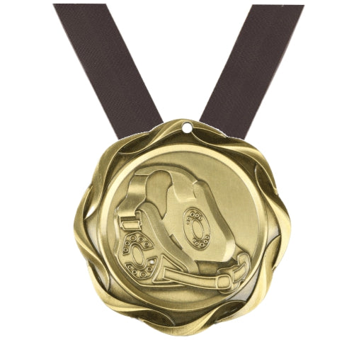 Wrestling Fusion Medal- Gold, Silver or Bronze | Engraved Wrestling Medallion - 3 Inch Wide Decade Awards