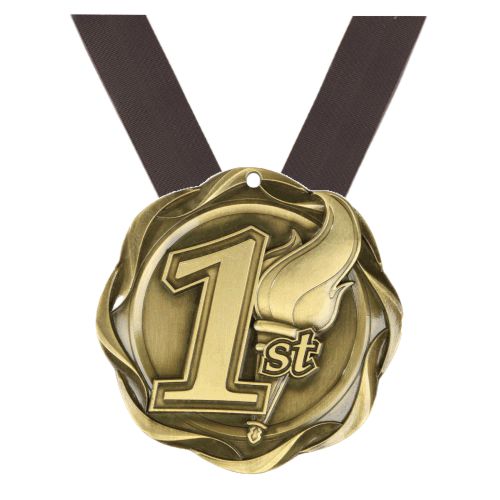 1st, 2nd, 3rd Fusion Medal- Gold, Silver or Bronze | Engraved Place Medallion - 3 Inch Wide Decade Awards