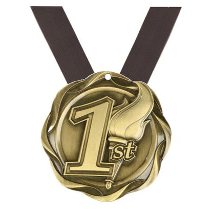 1st, 2nd, 3rd Fusion Medal- Gold, Silver or Bronze | Engraved Place Medallion - 3 Inch Wide Decade Awards