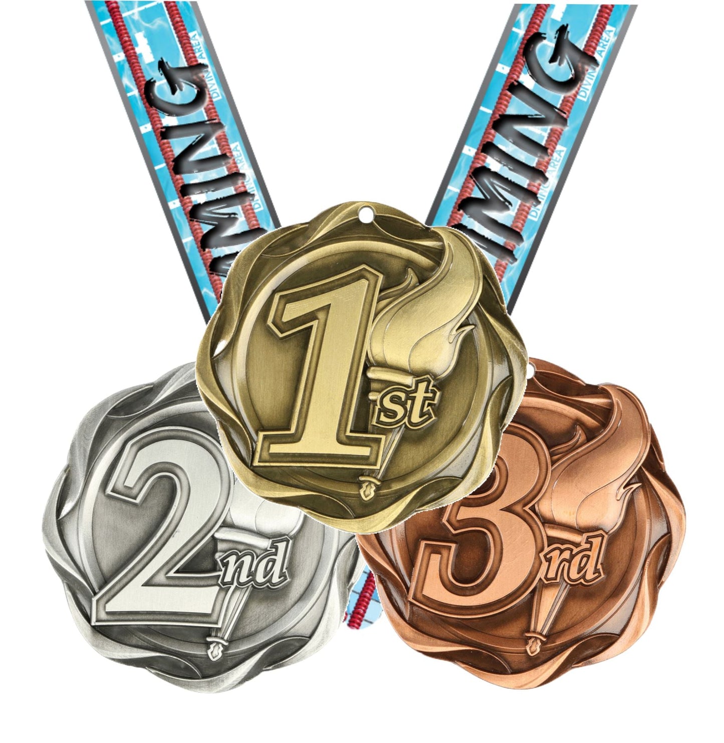 1st, 2nd, 3rd Fusion Medal- Gold, Silver or Bronze | Engraved Place Medallion - 3 Inch Wide Decade Awards