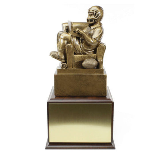 Fantasy Football Comical Armchair Quarterback Perpetual Trophy | Engraved FFL Perpetual Award - 14 Inch Tall Decade Awards