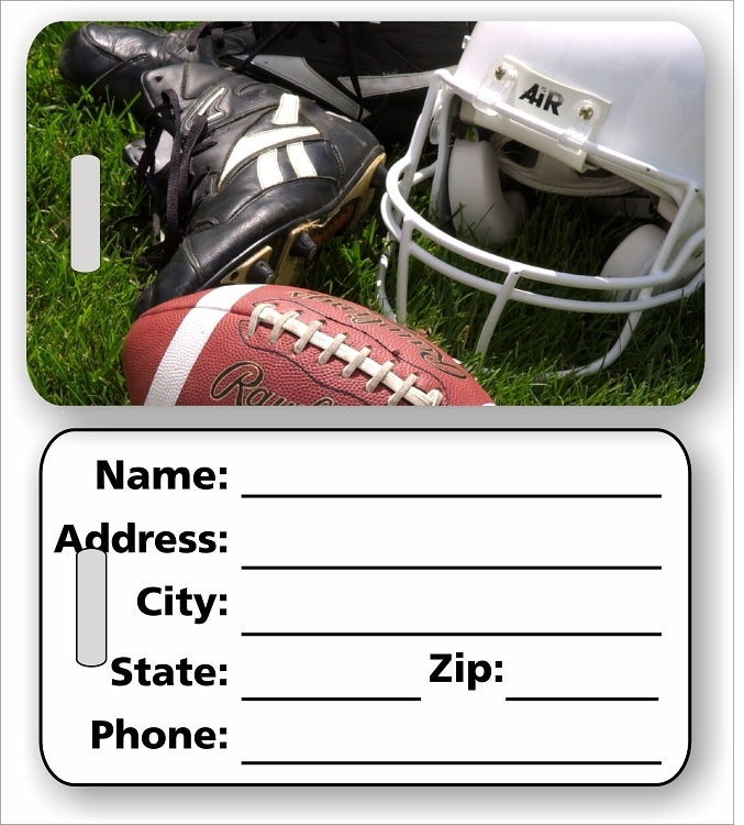 Football Luggage Tag in 2 Sizes – Personalized Sports Bag ID Tag for Players, Teams, and Travel – Durable Custom Design by Decade Awards