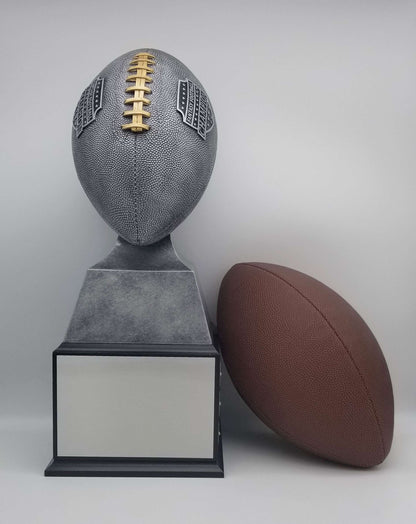 Fantasy Football Champion Perpetual Trophy | Engraved Silver with Gold Laces FFL Champion Perpetual Trophy - 17 Inch Tall Decade Awards