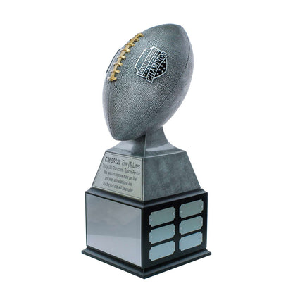 Fantasy Football Champion Perpetual Trophy | Engraved Silver with Gold Laces FFL Champion Perpetual Trophy - 17 Inch Tall Decade Awards