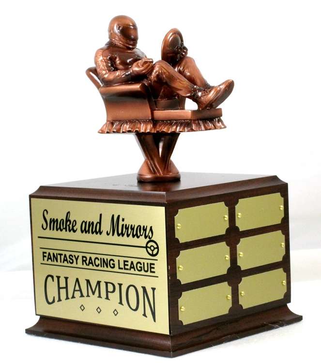 Fantasy Racing Armchair Perpetual Trophy | Engraved Racing Fantasy League Award - 10.5 Inch Tall Decade Awards