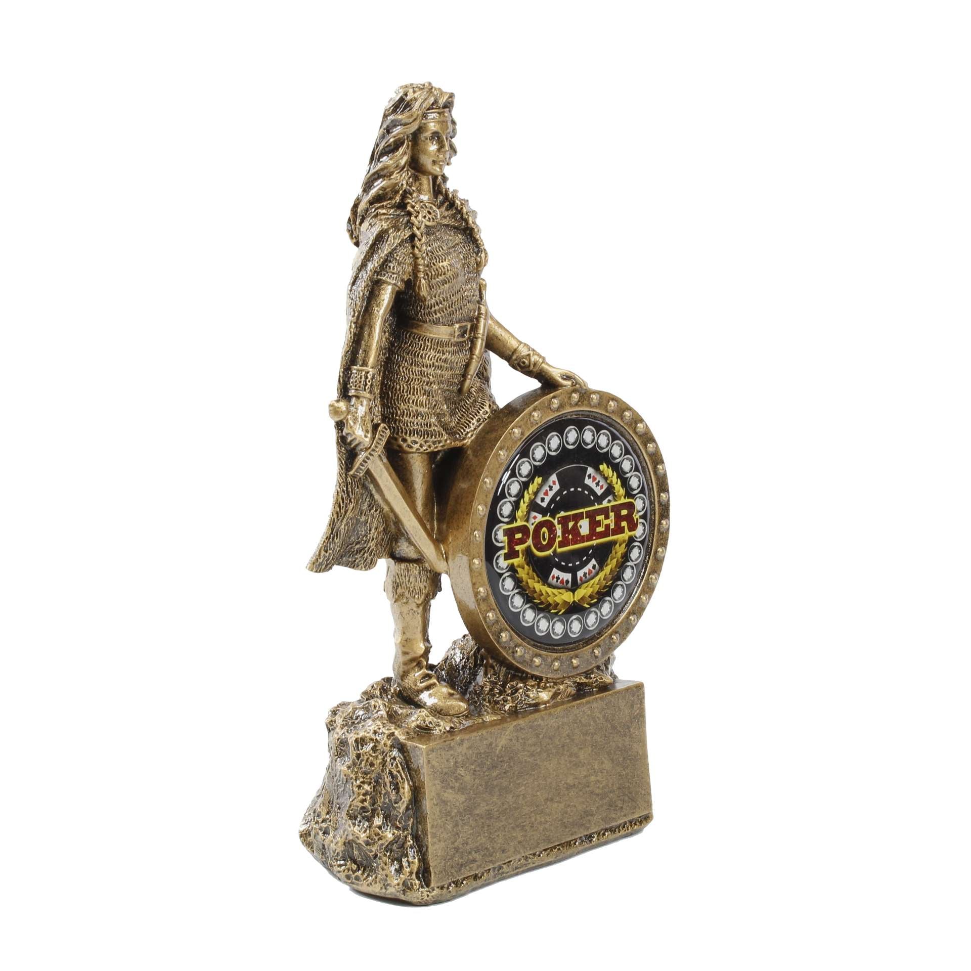 Female Champion Trophy - Poker | Engraved Poker Warrior Woman Award - 6.75 Inch Tall Decade Awards