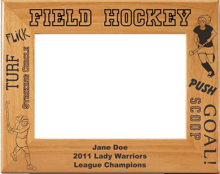 Field Hockey Picture Frame - Personalized | Laser Engraved Field Hockey Wood Frame - 3 Sizes Decade Awards