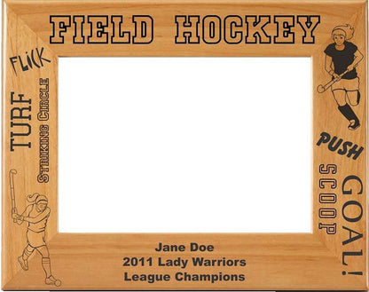 Field Hockey Picture Frame - Personalized | Laser Engraved Field Hockey Wood Frame - 3 Sizes Decade Awards