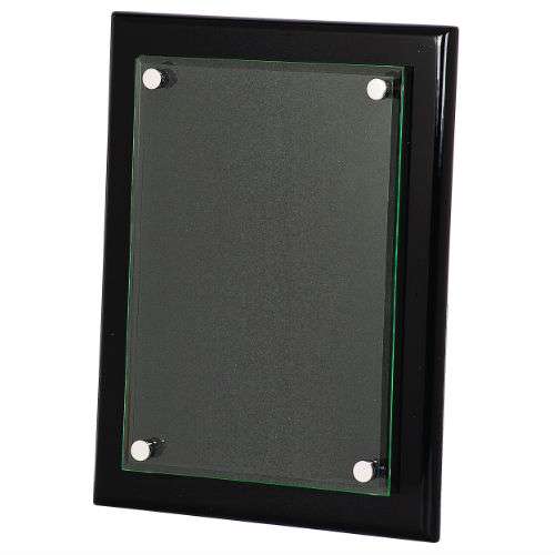 Floating Acrylic Plaque with Black Piano Finish | Engraved High Gloss Black Plaque - 8" x 10", 9" x 12" or  10.5" x 13" Decade Awards