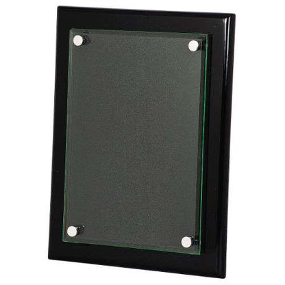 Floating Acrylic Plaque with Black Piano Finish | Engraved High Gloss Black Plaque - 8" x 10", 9" x 12" or  10.5" x 13" Decade Awards
