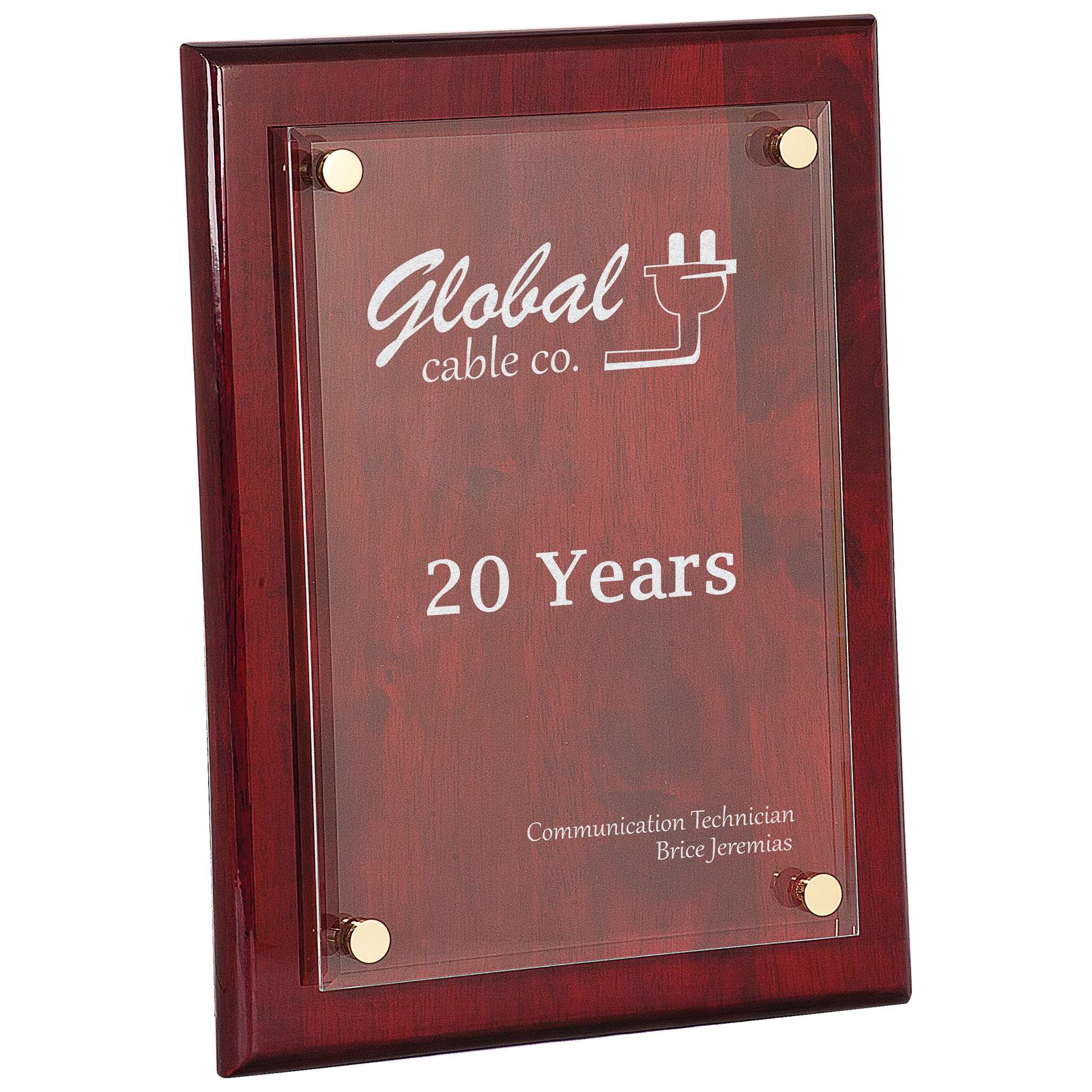 Floating Acrylic Plaque with Rosewood Piano Finish | Engraved Rosewood Plaque - 8" x 10", 9" x 12" or  10.5" x 13" Decade Awards