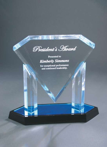 Floating Diamond Acrylic Award - Blue or Gold | Engraved Acrylic Diamond Award - 9.5", 10.75" or 11.75" Tall Decade Awards