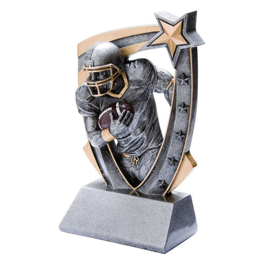 Football Trophy, 3D Star Resin | Engraved Football Award - 6 Inch Tall Decade Awards