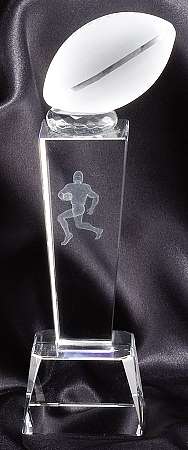 Football Crystal Trophy | Engraved Soccer Award - 8.75 Inch Tall Decade Awards
