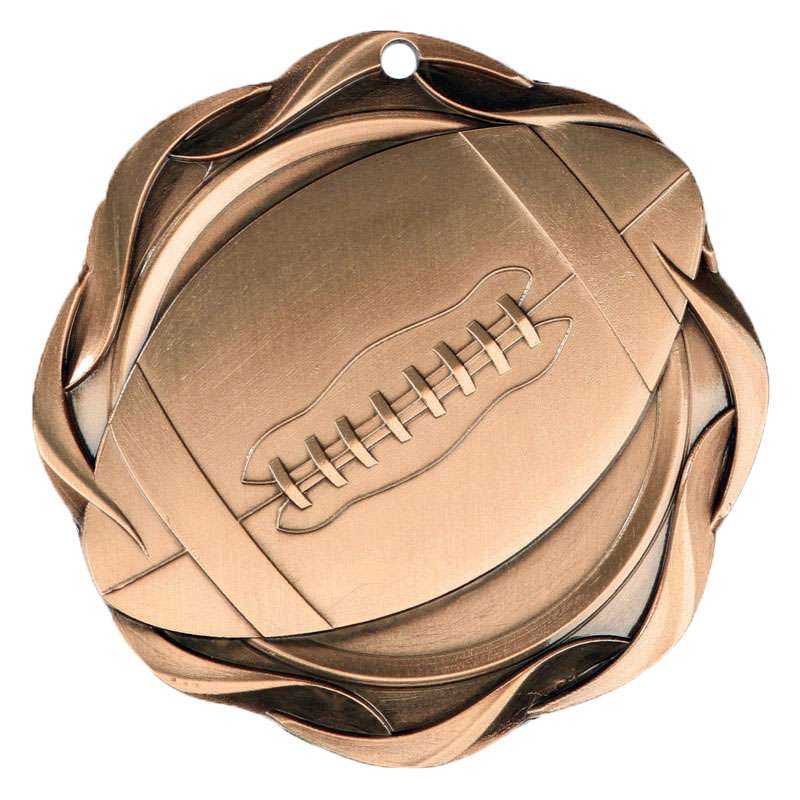 Football Medal, Fusion- Gold, Silver or Bronze | Engraved Football Medal - 3 Inch Wide Decade Awards
